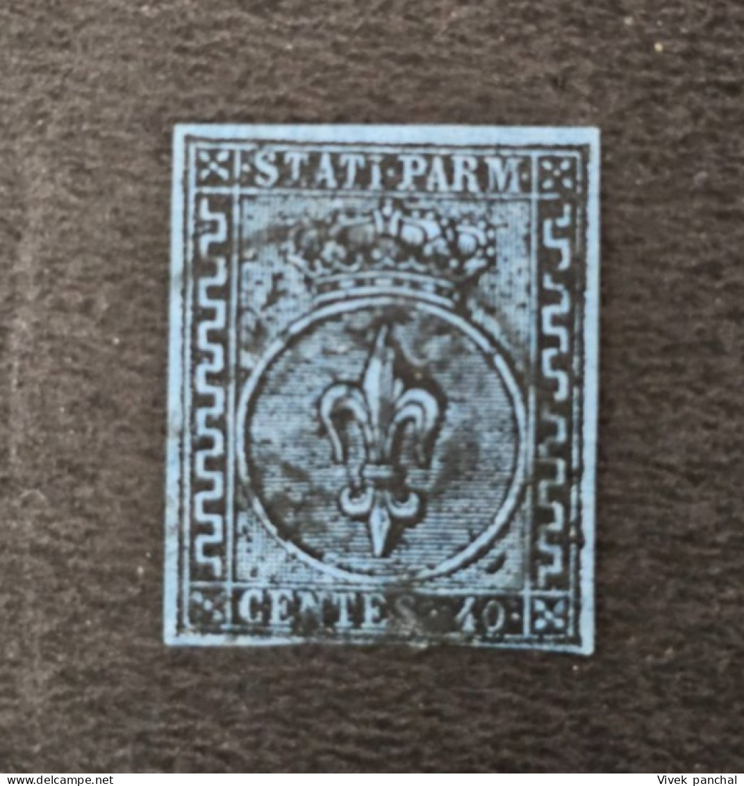 1852 Italian Ancient States-Parma-1st Issue, 40 Cents Light Blue - Sassone#5 - Sizilien