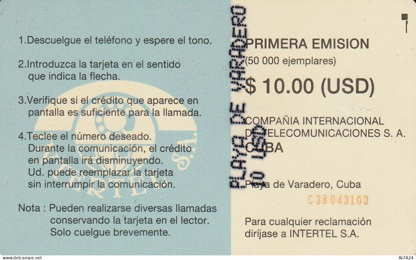 PHONE CARD CUBA  (E6.21.2 - Kuba