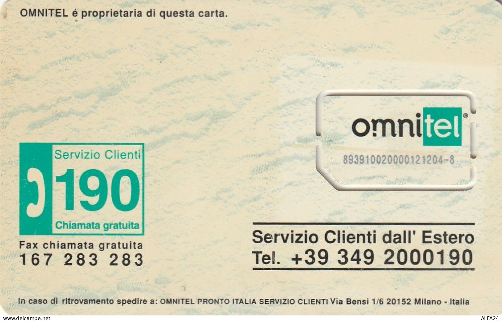 ITALIA -GSM OMNITEL (E6.7.4 - Schede GSM, Prepagate & Ricariche