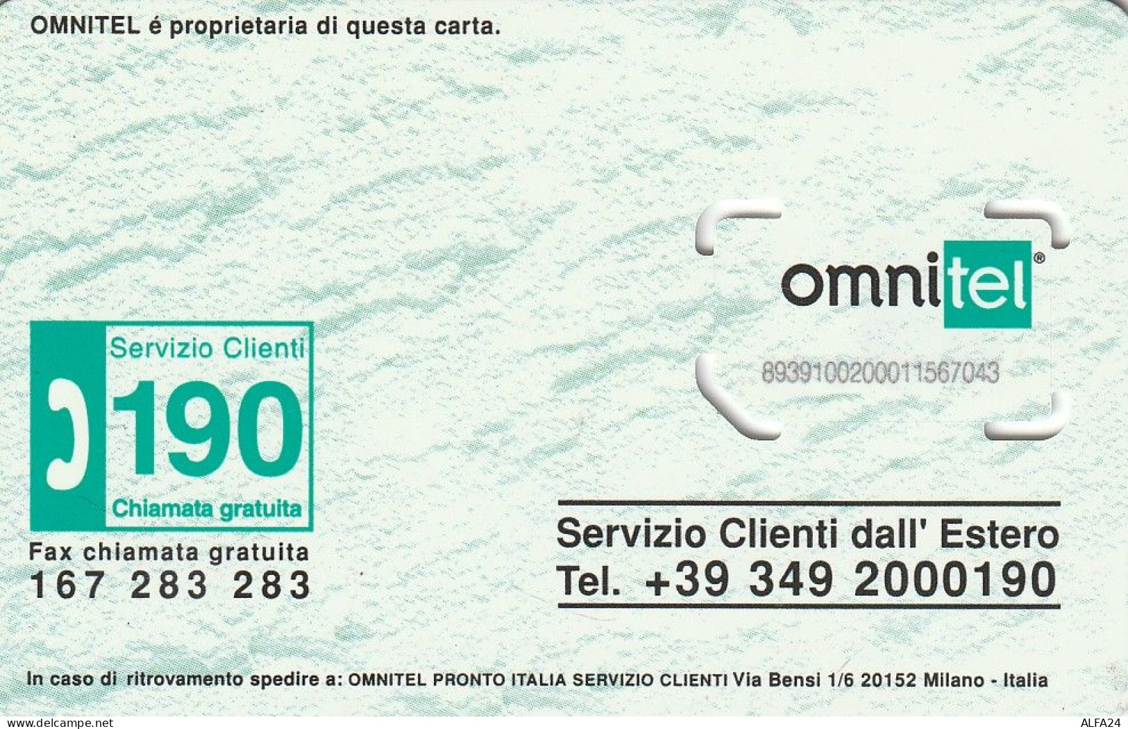 ITALIA -GSM OMNITEL (E6.7.3 - Schede GSM, Prepagate & Ricariche