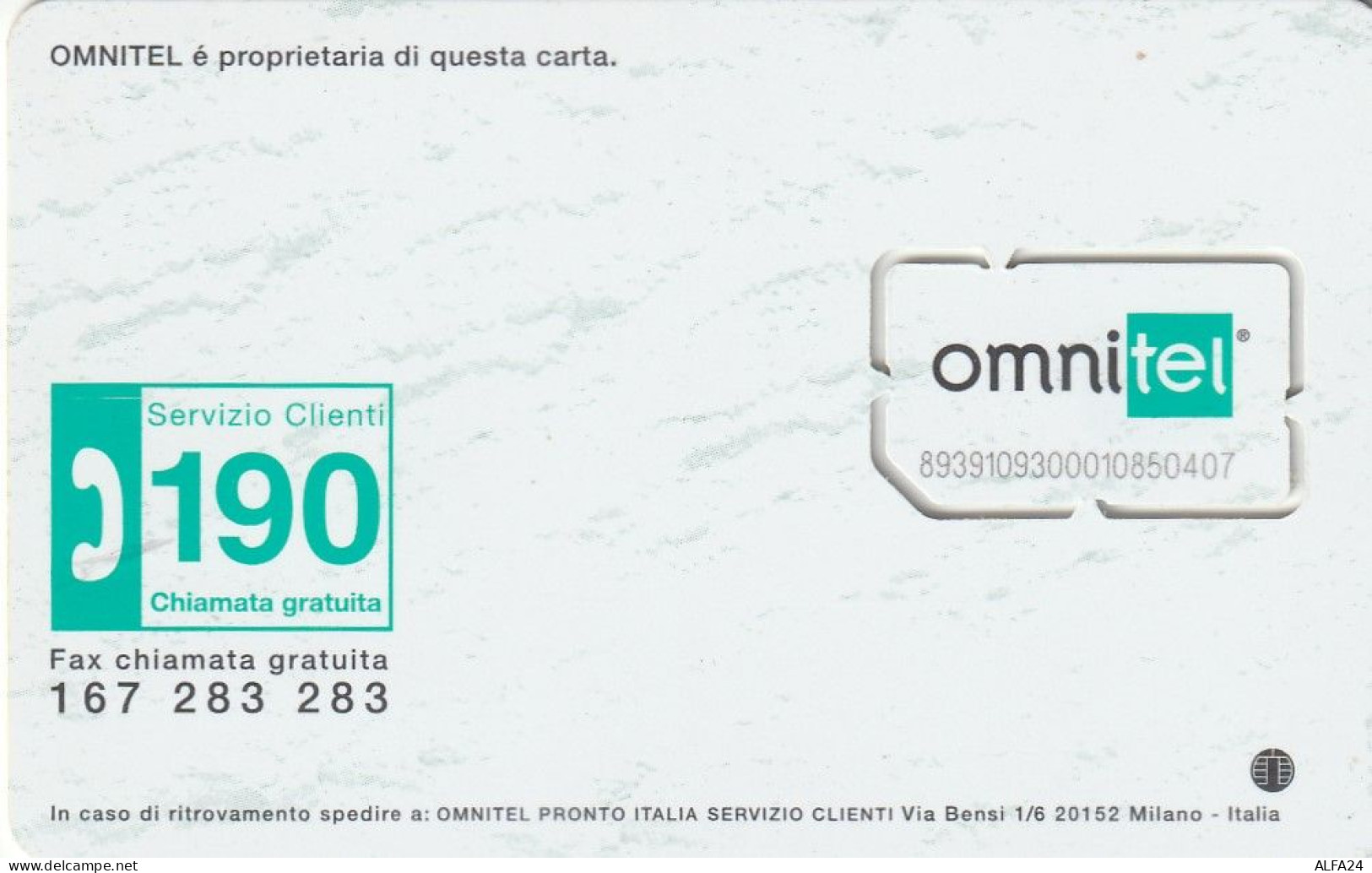 ITALIA -GSM OMNITEL (E6.5.8 - Schede GSM, Prepagate & Ricariche