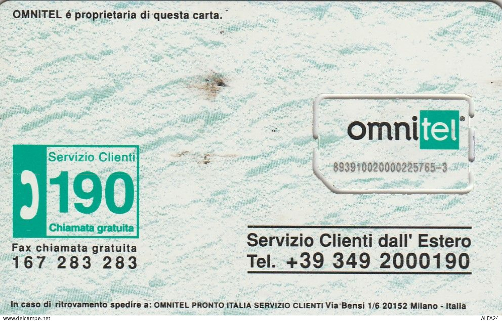 ITALIA -GSM OMNITEL (E6.5.7 - Schede GSM, Prepagate & Ricariche