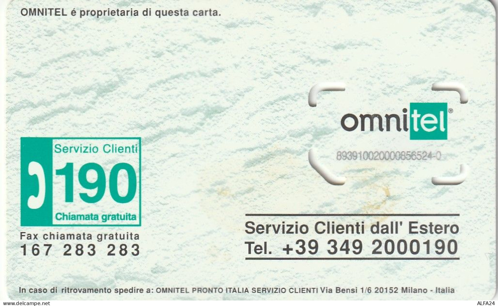 ITALIA -GSM OMNITEL (E6.3.4 - Schede GSM, Prepagate & Ricariche