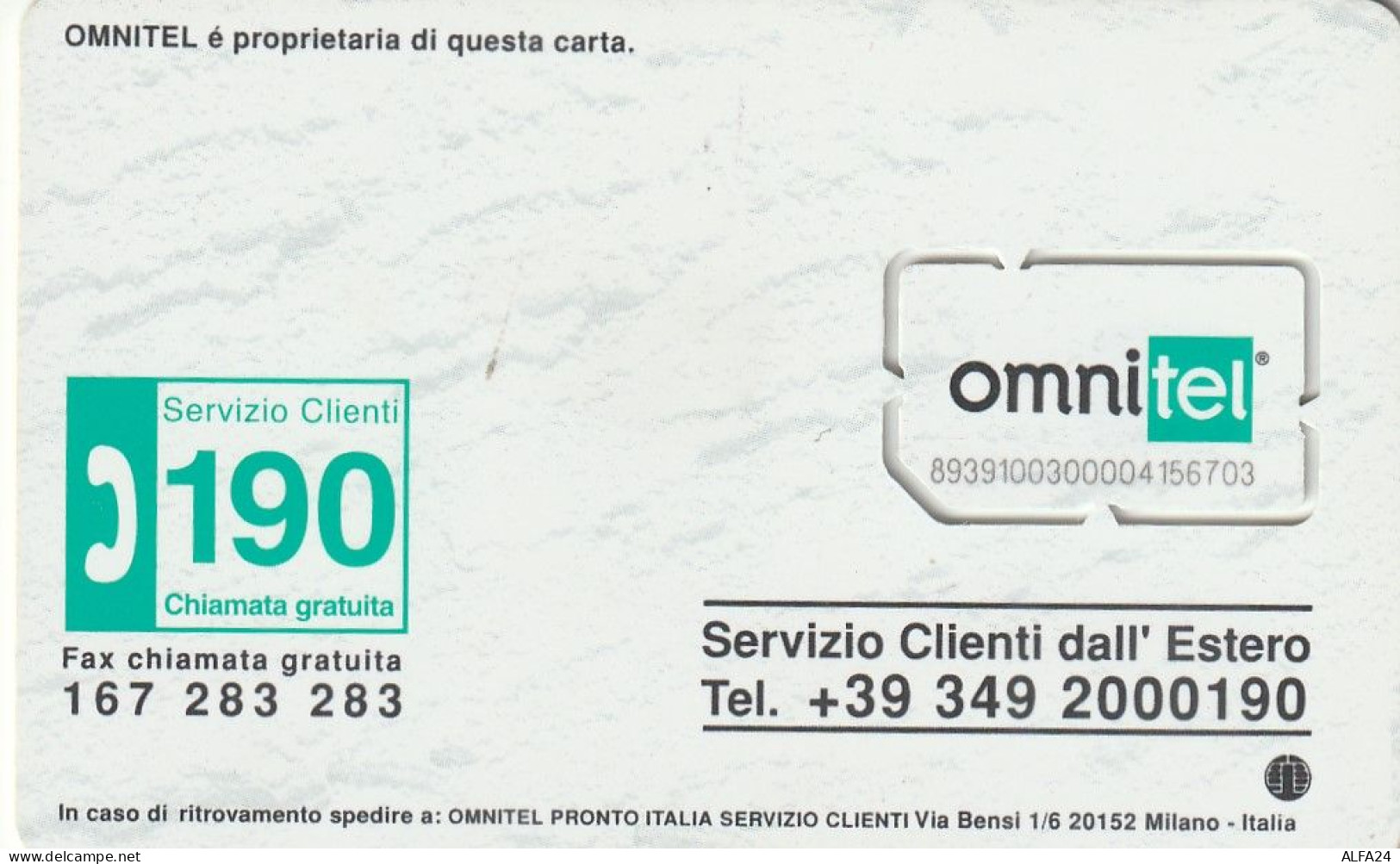 ITALIA -GSM OMNITEL (E6.2.8 - Schede GSM, Prepagate & Ricariche
