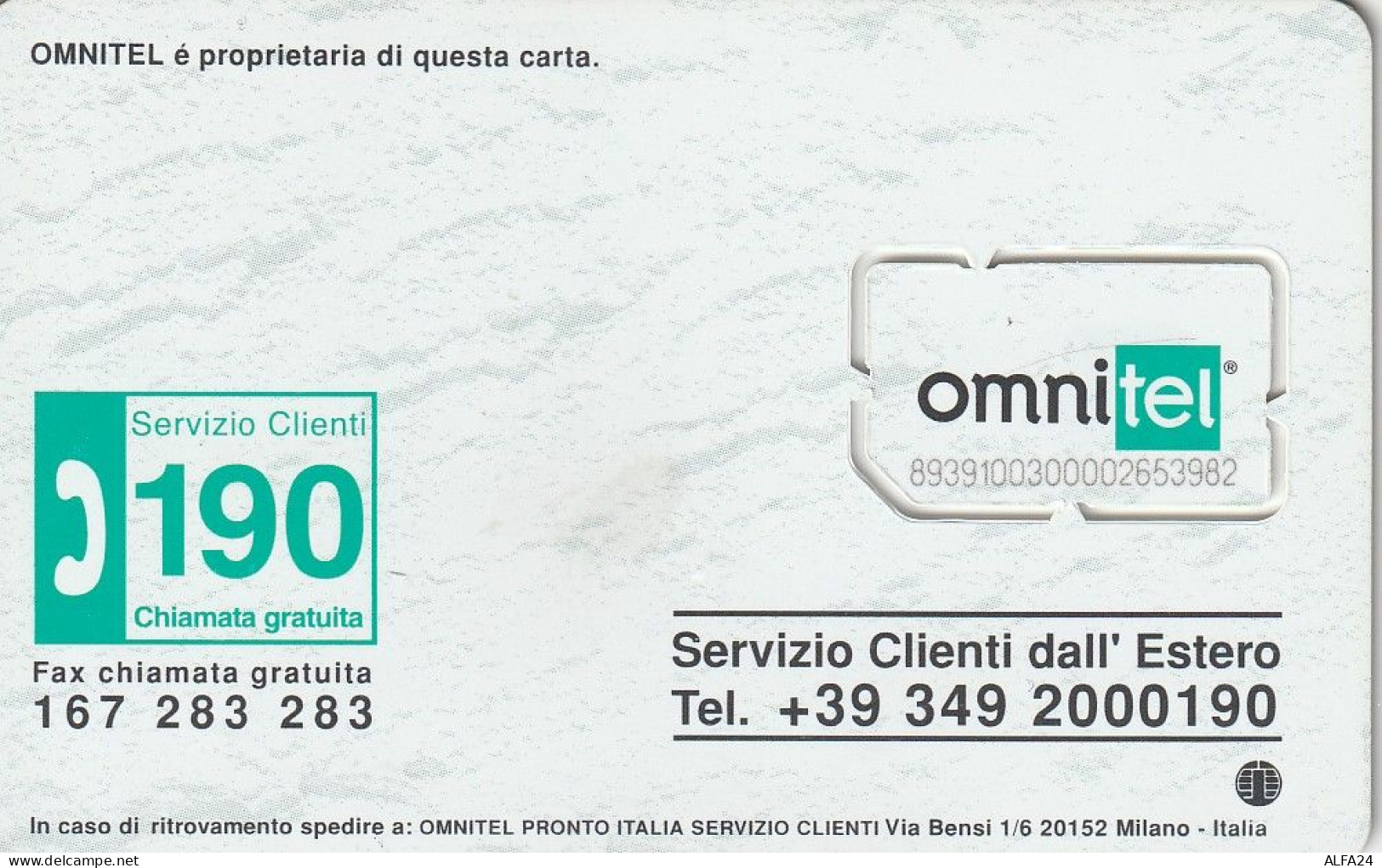 ITALIA -GSM OMNITEL (E6.2.7 - Schede GSM, Prepagate & Ricariche