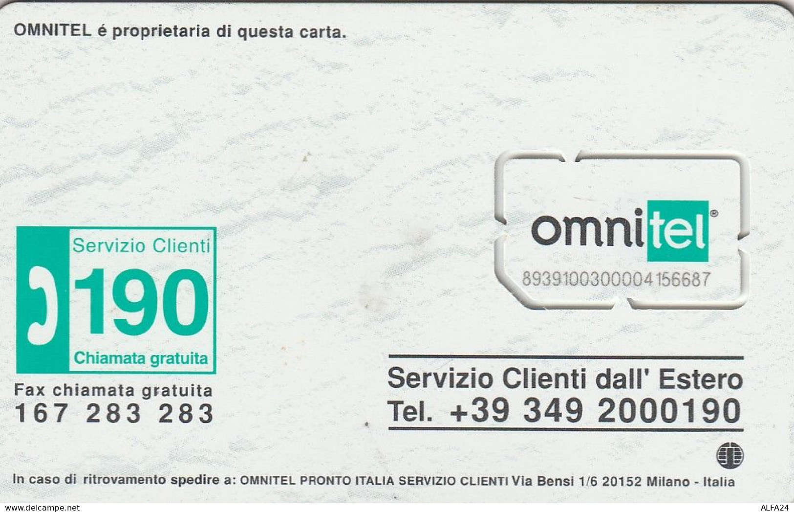 ITALIA -GSM OMNITEL (E6.2.5 - Schede GSM, Prepagate & Ricariche