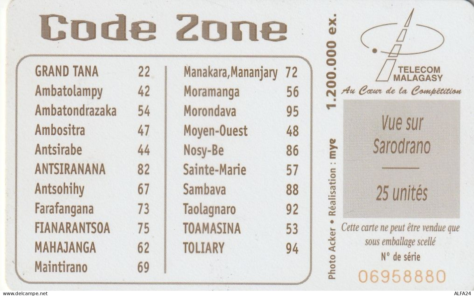 PHONE CARD MADAGASCAR  (E7.1.8 - Madagaskar