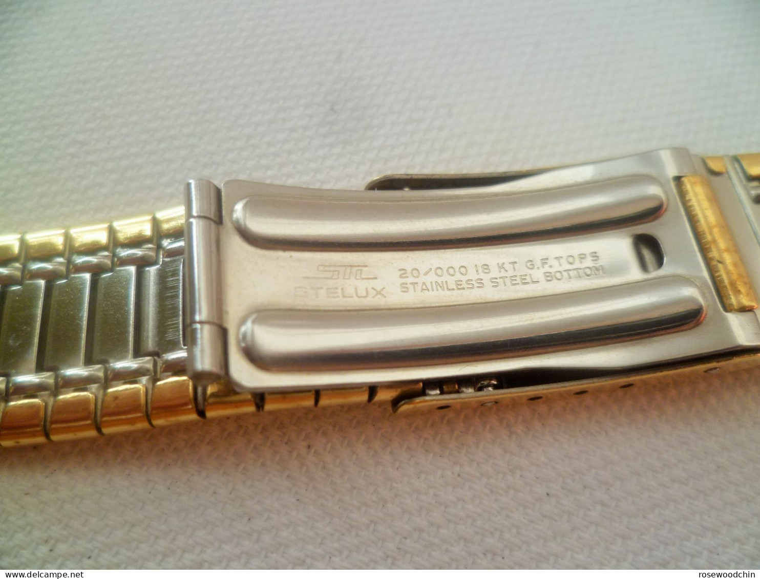 Vintage ! 50s' Seiko STL Stelux 20/000.18 KT G.F. Tops S/S Bottom watch bracelet band 16mm (#28)