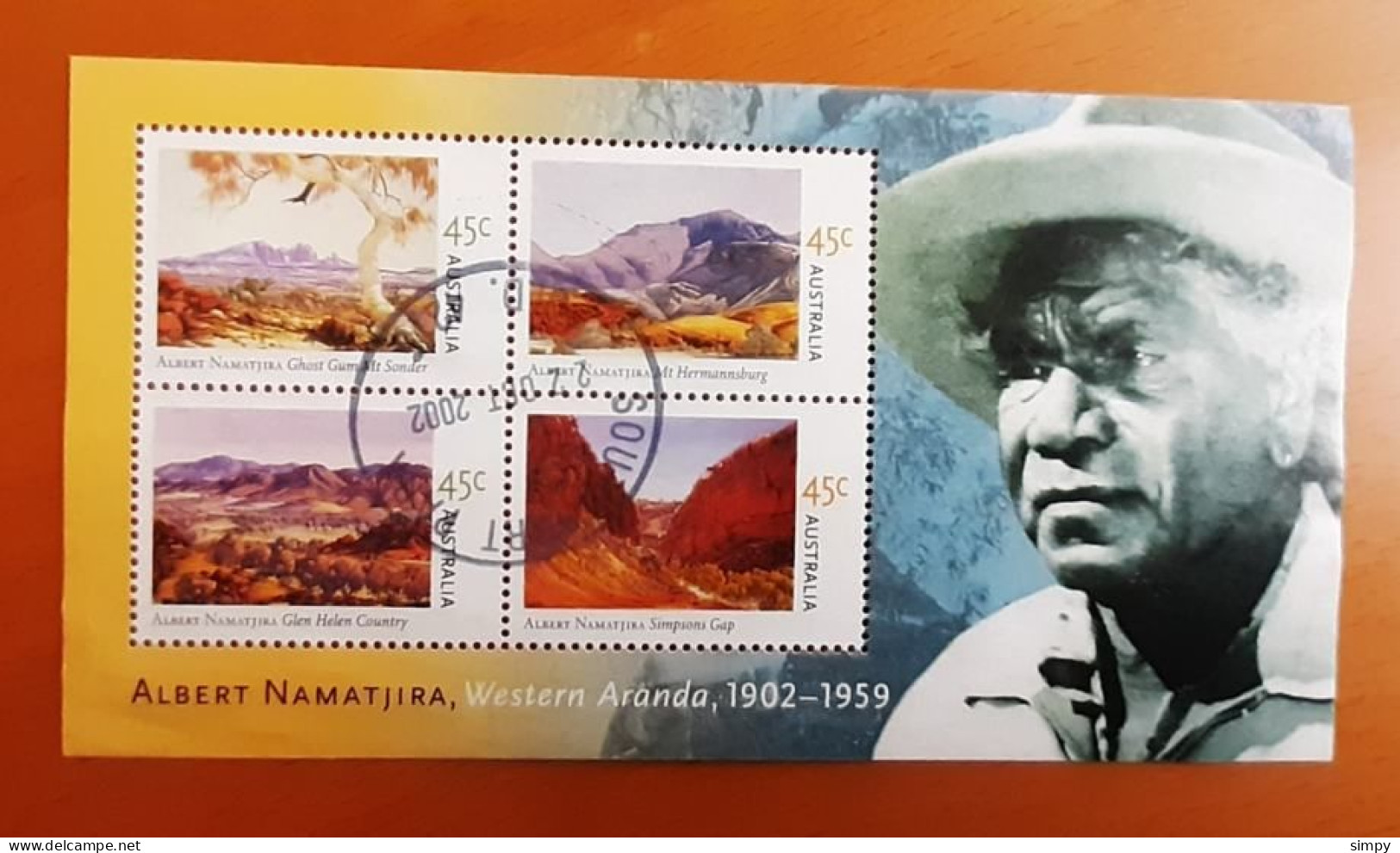 AUSTRALIA 2002 Albert Namatjira Used Mini Sheet Block - Blocks & Sheetlets