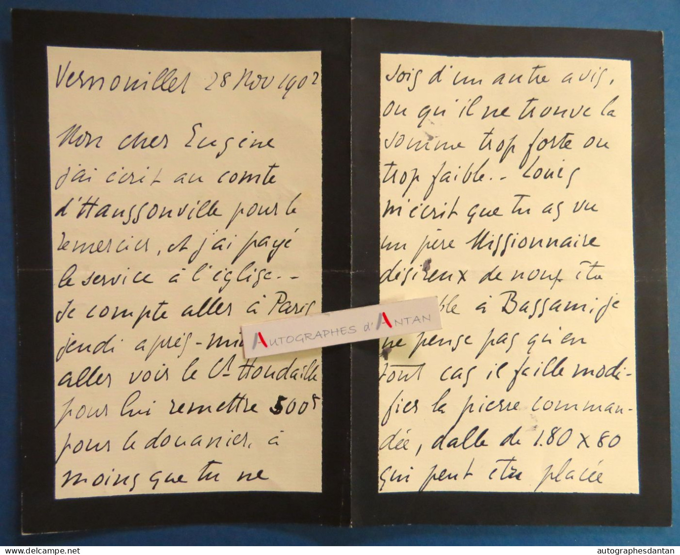 ● L.A.S Georges D'ESPAGNAT à Eugène Godefroy - D'Haussonville - Vernouillet - Peintre Né à Melun - Houdaille - Lettre - Peintres & Sculpteurs