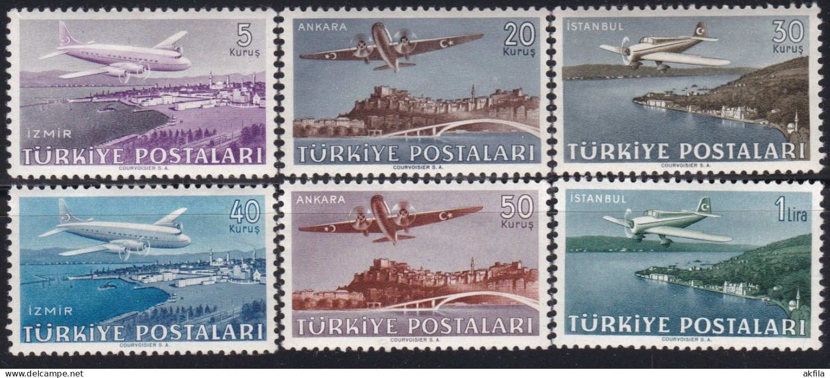 Turkey 1949 Airmail MNH Michel 1225/1230 - Unused Stamps
