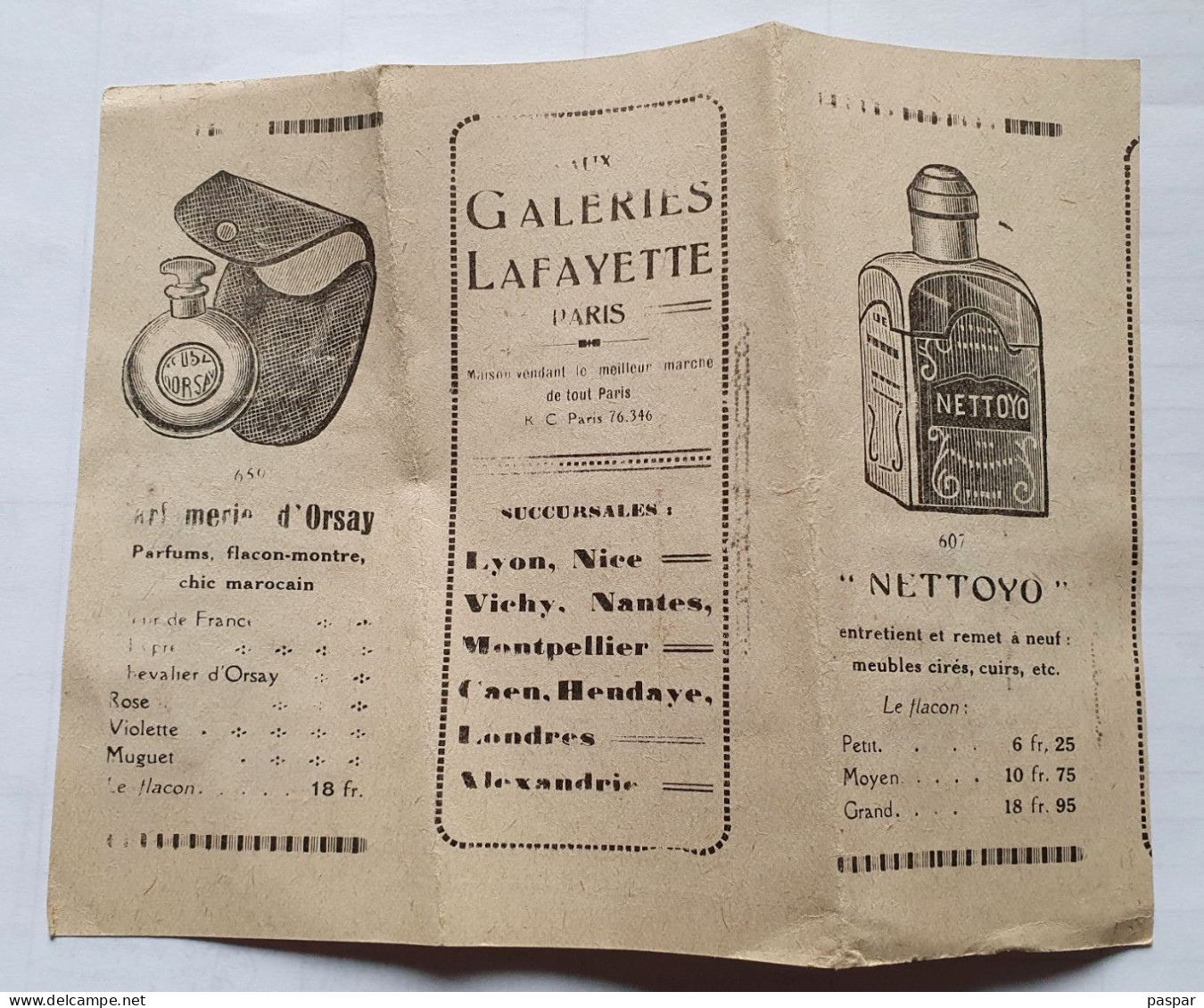 Ancien Echantillon De Tissu Galeries Lafayette Paris Publicité Parfumerie D'Orsay - Nettoyo - Voile De Coton Uni - Laces & Cloth