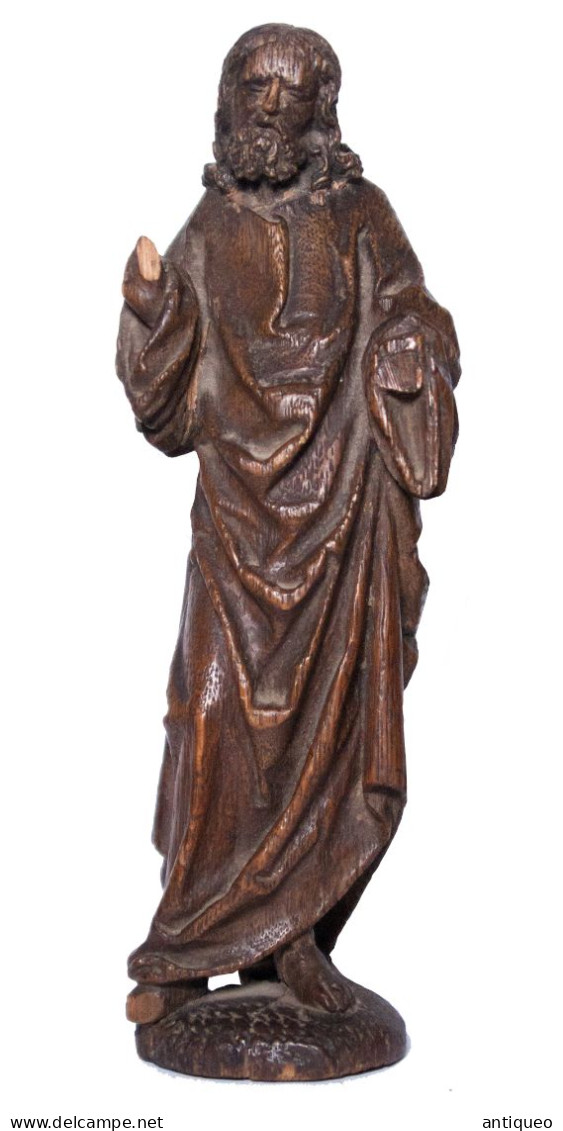 Christ Bénissant Rhénan En Chêne De La Fin Du XVe Siècle - Wood