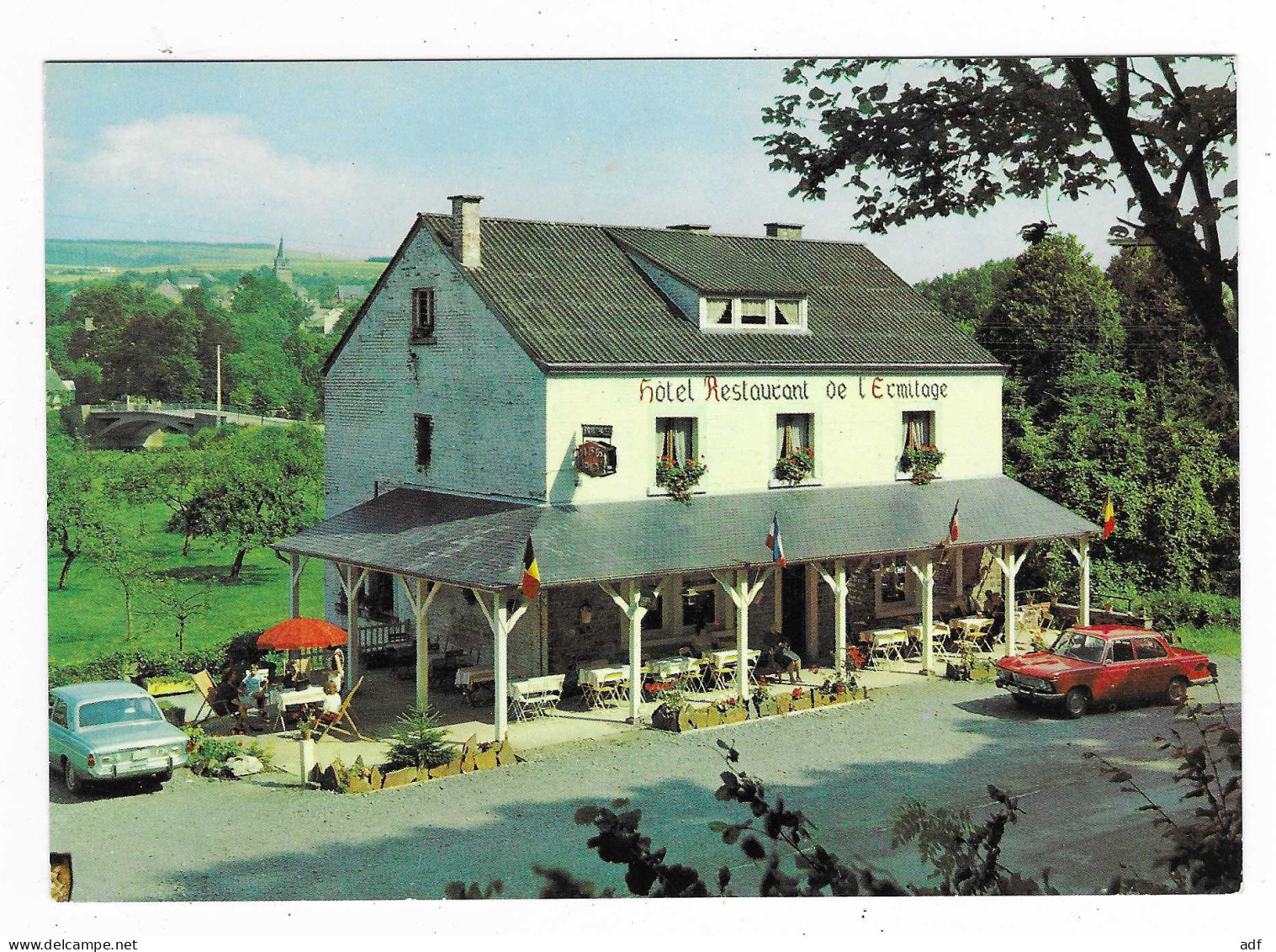 CP MARCOURT SUR OURTHE, HOTEL RESTAURANT DE L'ERMITAGE ( ROUTE DE LA ROCHE EN ARDENNE ), AUTO VOITURE ( BMW ?), BELGIQUE - Rendeux