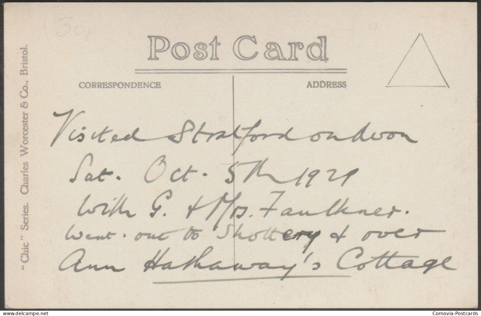 Ann Hathaway's Cottage, Stratford-on-Avon, 1929 - Charles Worcester RP Postcard - Stratford Upon Avon