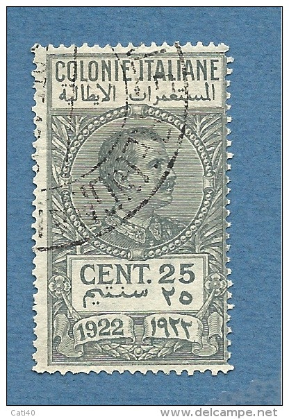 MARCA DA BOLLO/REVENUE- COLONIE ITALIANE  BILINGUE 1922  CENT.25 - Amtliche Ausgaben