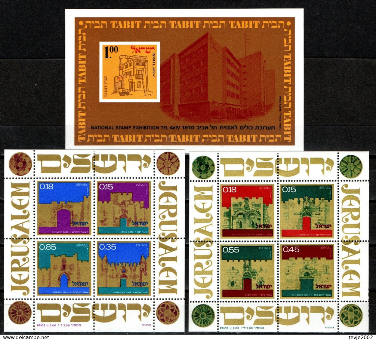 Israel 1970-1972 - Mi.Nr. Block 7 - 9 - Postfrisch MNH - Blocs-feuillets