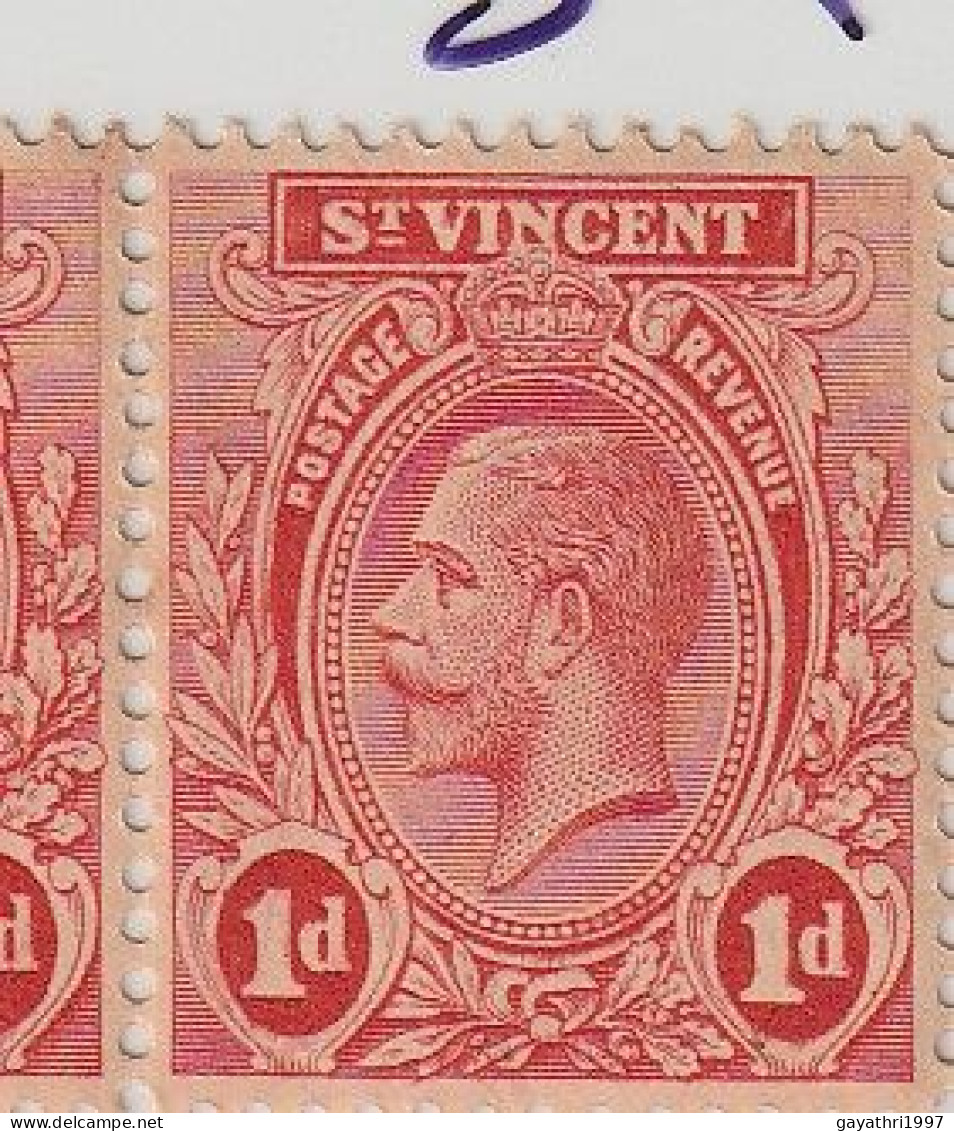 St. Vincent 1913 SG 109b ? Block Of 20 Stamps Mint MNH ERROR Many Variety's Doctors Blade & Color Flaw Mint - St.Vincent (...-1979)