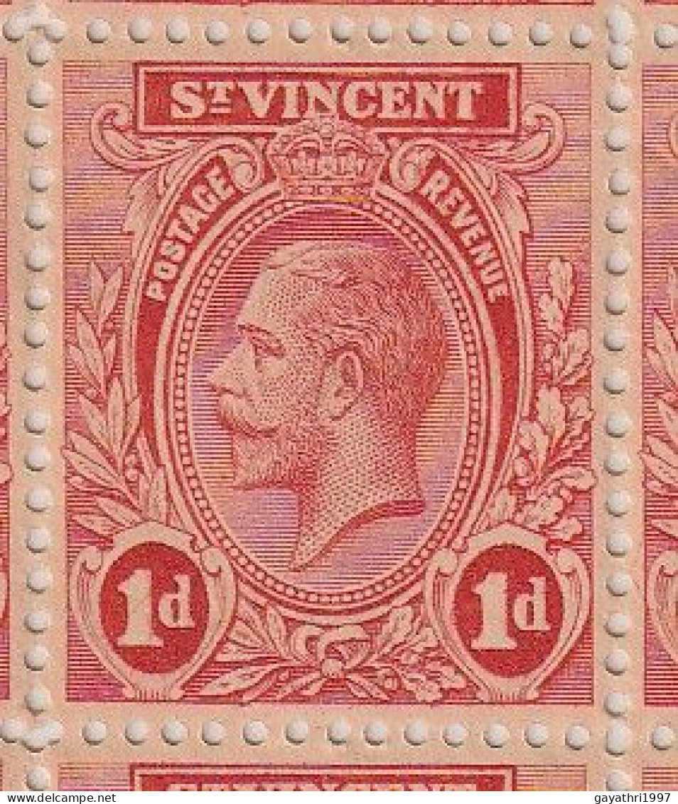 St. Vincent 1913 SG 109b ? Block of 20 stamps mint MNH ERROR many variety's Doctors Blade & color flaw mint