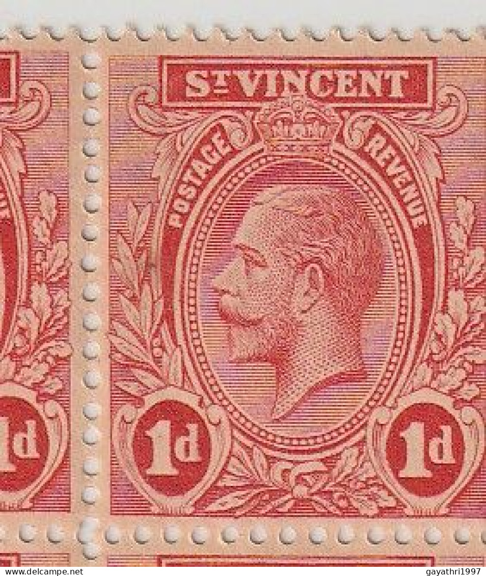 St. Vincent 1913 SG 109b ? Block of 20 stamps mint MNH ERROR many variety's Doctors Blade & color flaw mint