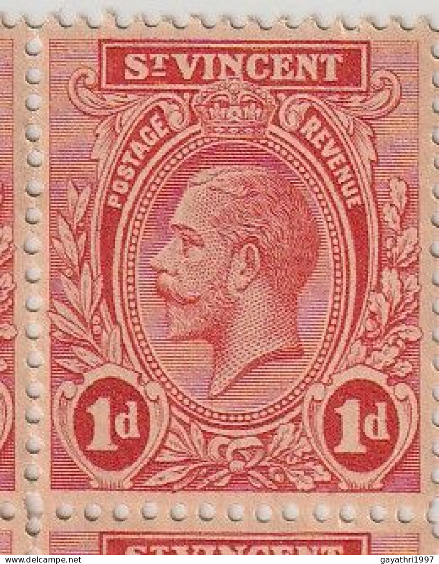 St. Vincent 1913 SG 109b ? Block of 20 stamps mint MNH ERROR many variety's Doctors Blade & color flaw mint