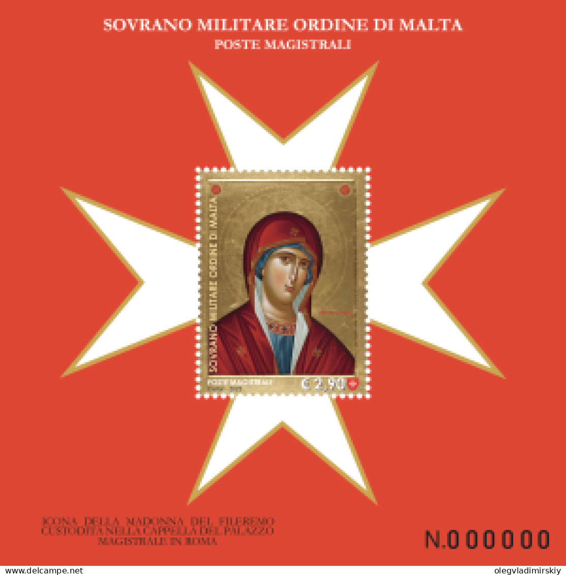 SMOM Order Of Malta 2023 Icon Of Our Lady Of Philermos Roma Italy Protector Of Order Block MNH - Cristianismo