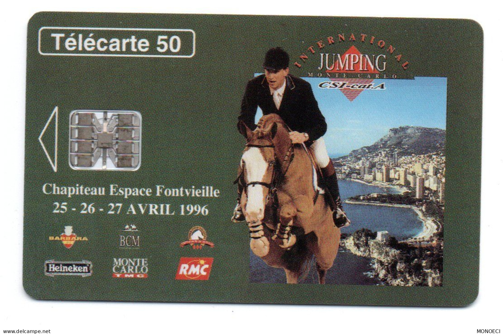 MONACO -- MONTE CARLO -- Monégasque -- Télécarte Phonecard - 50 Unités - Jumping International De Monaco 1996 - Monaco