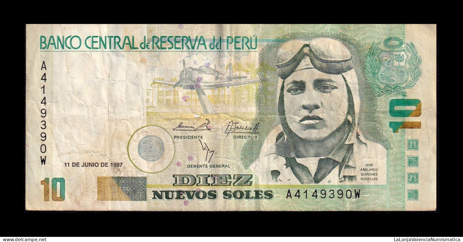 Perú 10 Nuevos Soles 11.06.1997 Pick 166a Bc/Mbc F/Vf - Pérou