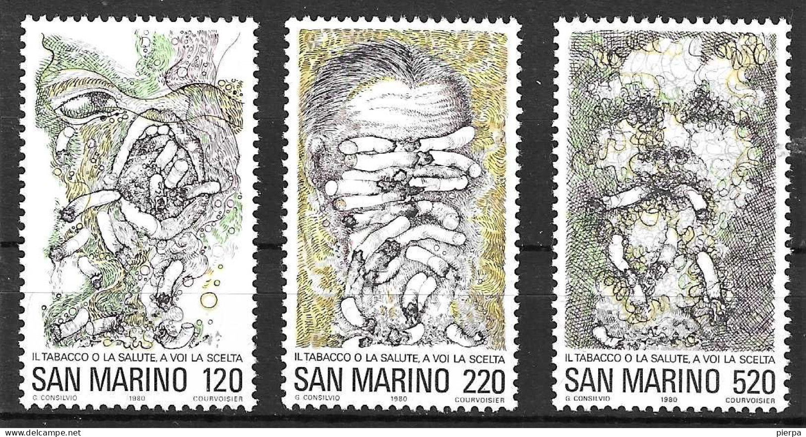 SAN MARINO - 1980 - GIORNATA ANTITABACCO - SERIE 3 VALORI - NUOVA MNH** ( YVERT 1006\8- MICHEL 1206\8 - SS 1050\2) - Unused Stamps