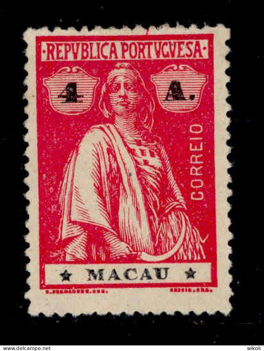 ! ! Macau - 1913 Ceres 4 A (Lozanged Paper) - Af. 213a - MH - Unused Stamps