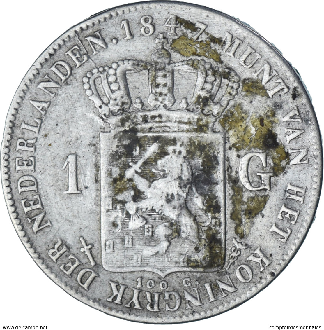 Pays-Bas, William II, Gulden, 1847, Utrecht, Argent, TTB+, KM:66 - 1840-1849: Willem II