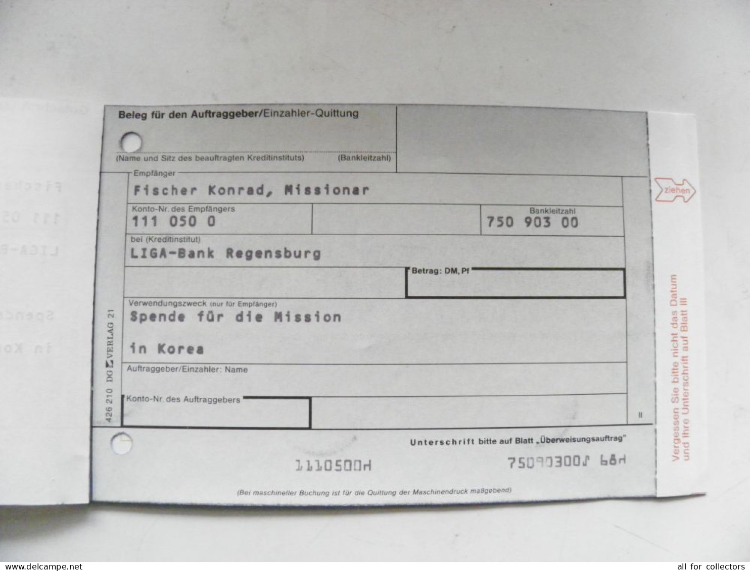 Credit Payment Slip Gutschrift Zahlschein 3 Papers - Cheques & Traveler's Cheques