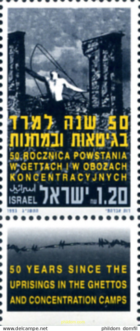 328498 MNH ISRAEL 1993 50 ANIVERSARIO DE LA REVOLUCION EN LOS GHETTOS Y CAMPOS DE CONCENTRACIÓN - Nuevos (sin Tab)