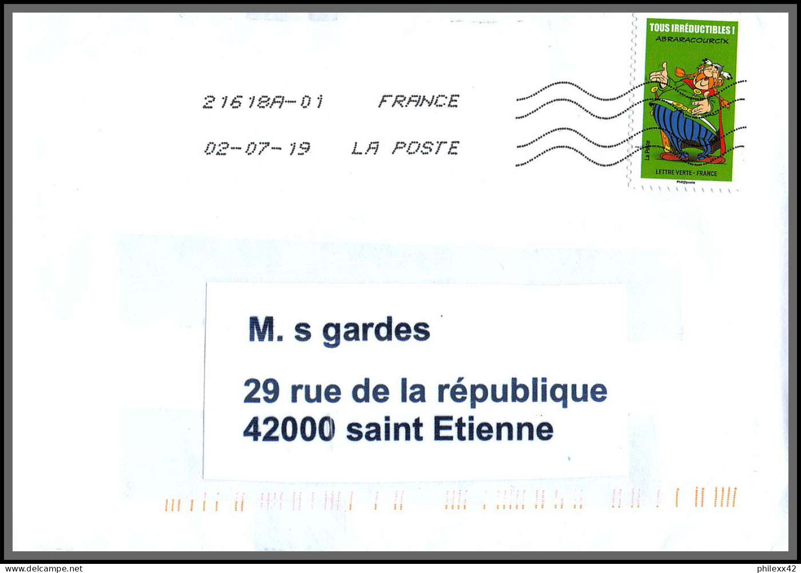 95730 - lot de 15 courriers lettres enveloppes de l'année 2019 divers affranchissements en EUROS