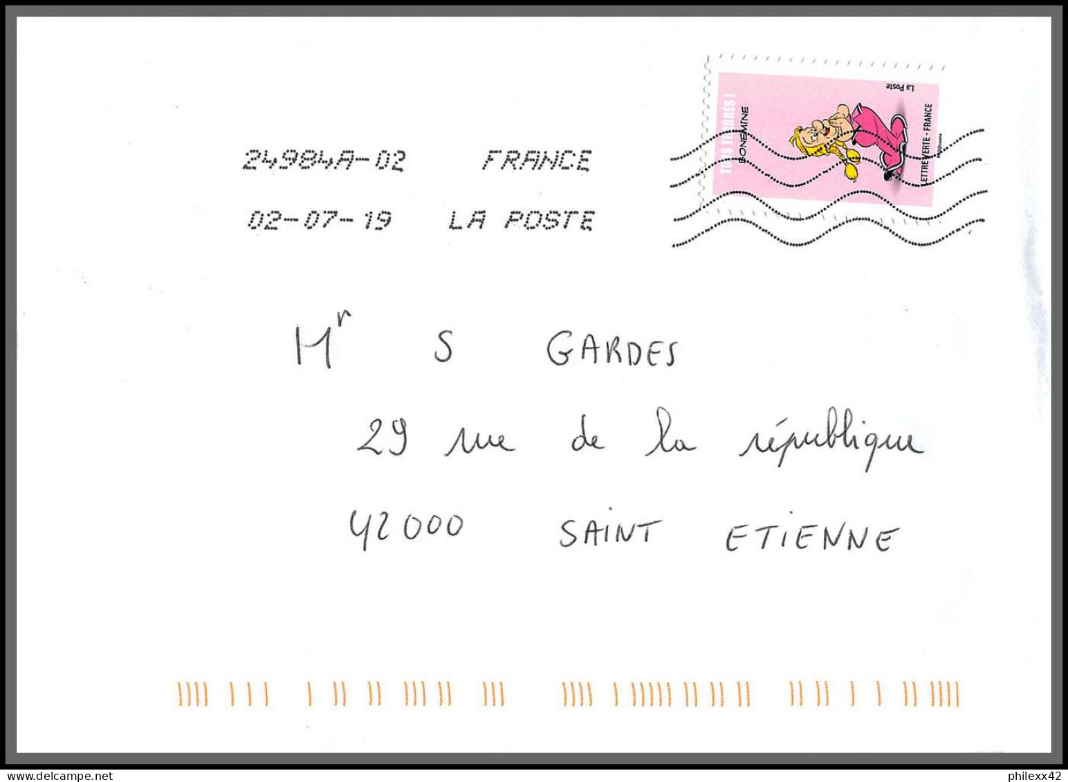 95730 - lot de 15 courriers lettres enveloppes de l'année 2019 divers affranchissements en EUROS