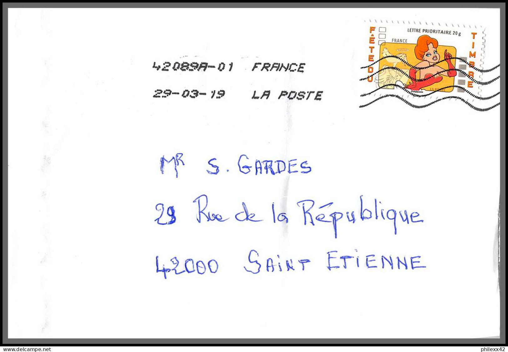 95725 - lot de 15 courriers lettres enveloppes de l'année 2019 divers affranchissements en EUROS