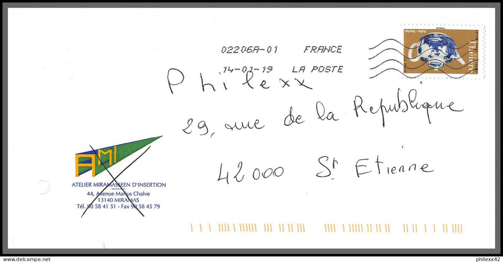 95725 - lot de 15 courriers lettres enveloppes de l'année 2019 divers affranchissements en EUROS