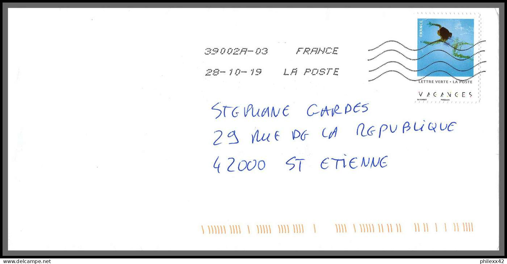 95734 - lot de 16 courriers lettres enveloppes de l'année 2019 divers affranchissements en EUROS