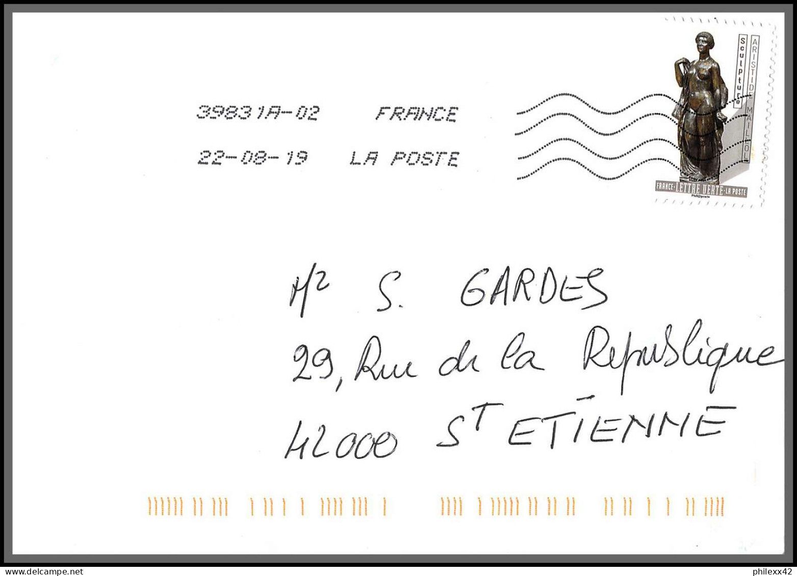 95731 - lot de 15 courriers lettres enveloppes de l'année 2019 divers affranchissements en EUROS