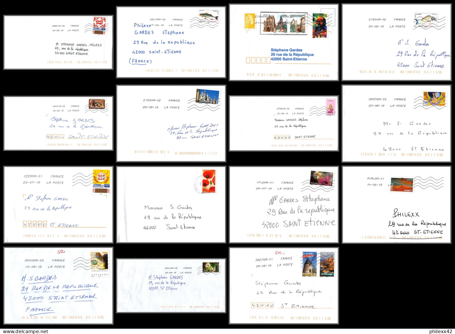 95729 - Lot De 15 Courriers Lettres Enveloppes De L'année 2019 Divers Affranchissements En EUROS - Lettres & Documents
