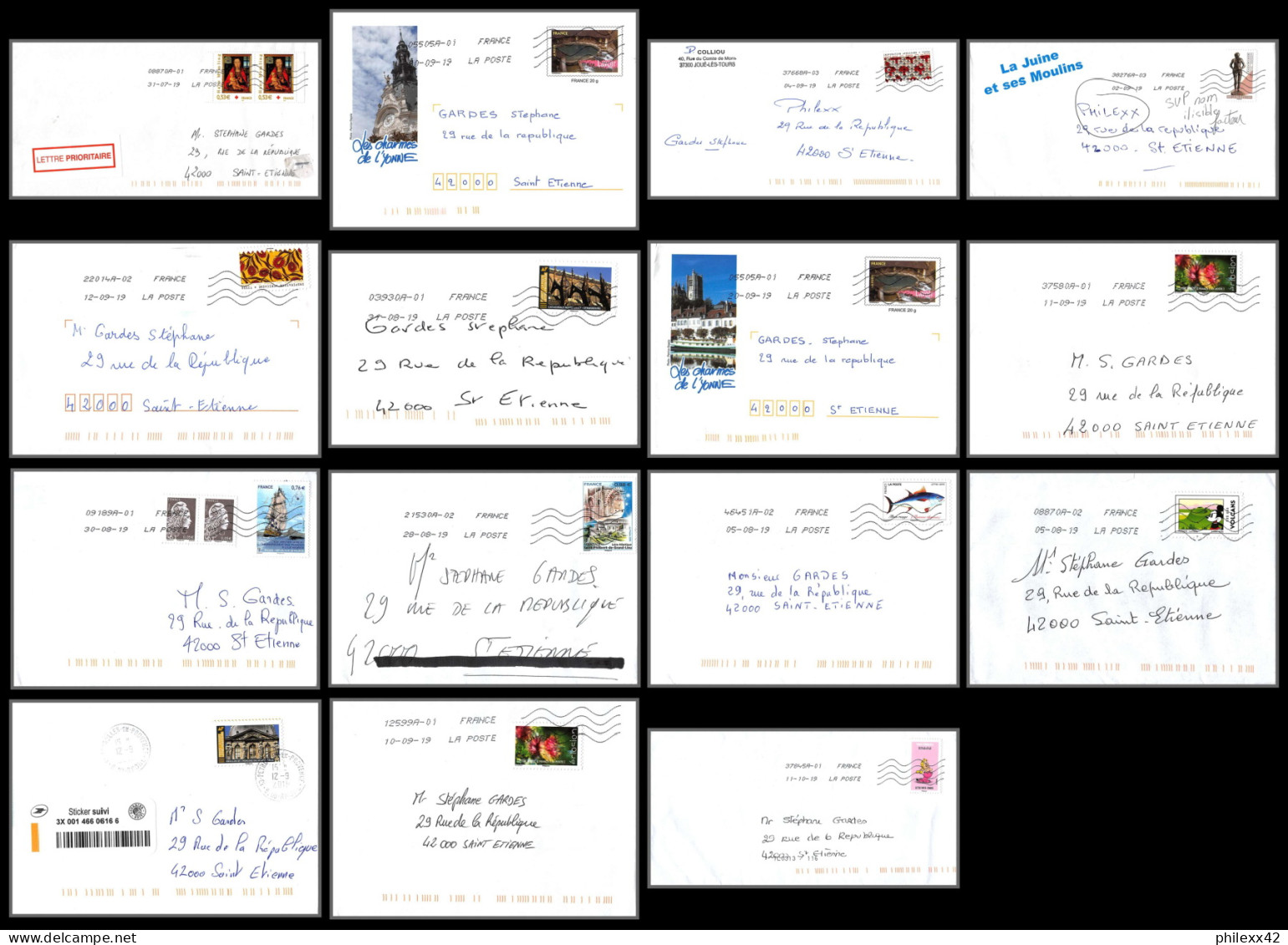95735 - Lot De 15 Courriers Lettres Enveloppes De L'année 2019 Divers Affranchissements En EUROS - Cartas & Documentos