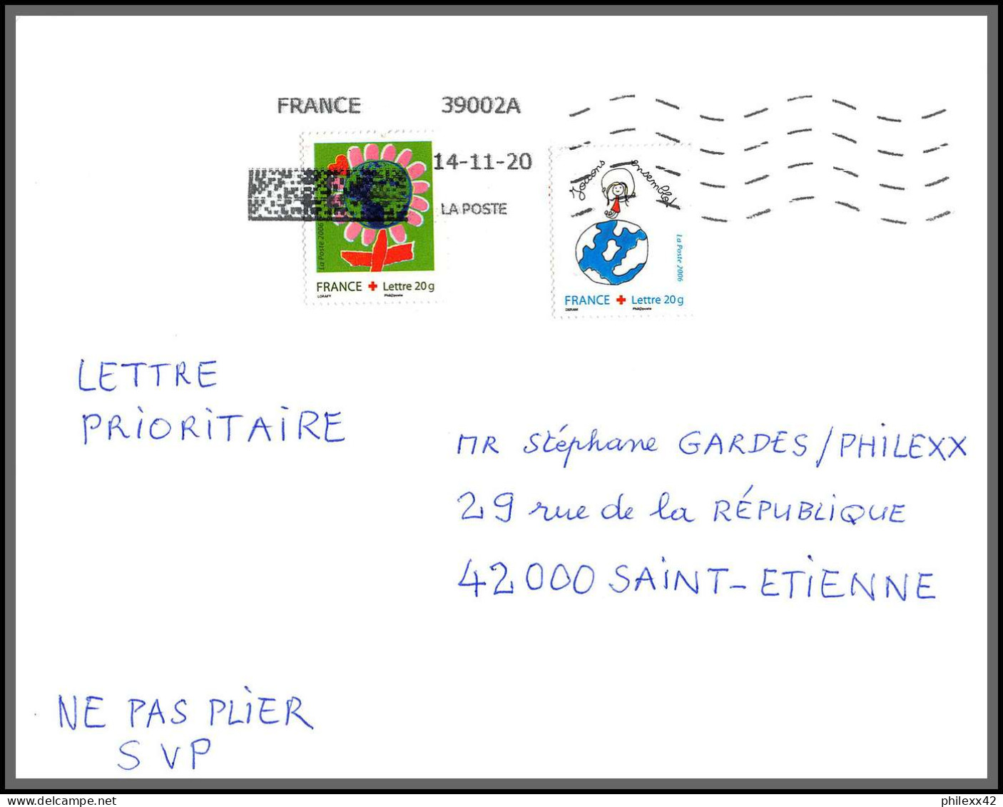 95829 Aux-aussat Gers Pour St Etienne Loire 4/11/2020  Lettre Cover Période Du Second Confinement COVID  - Brieven En Documenten