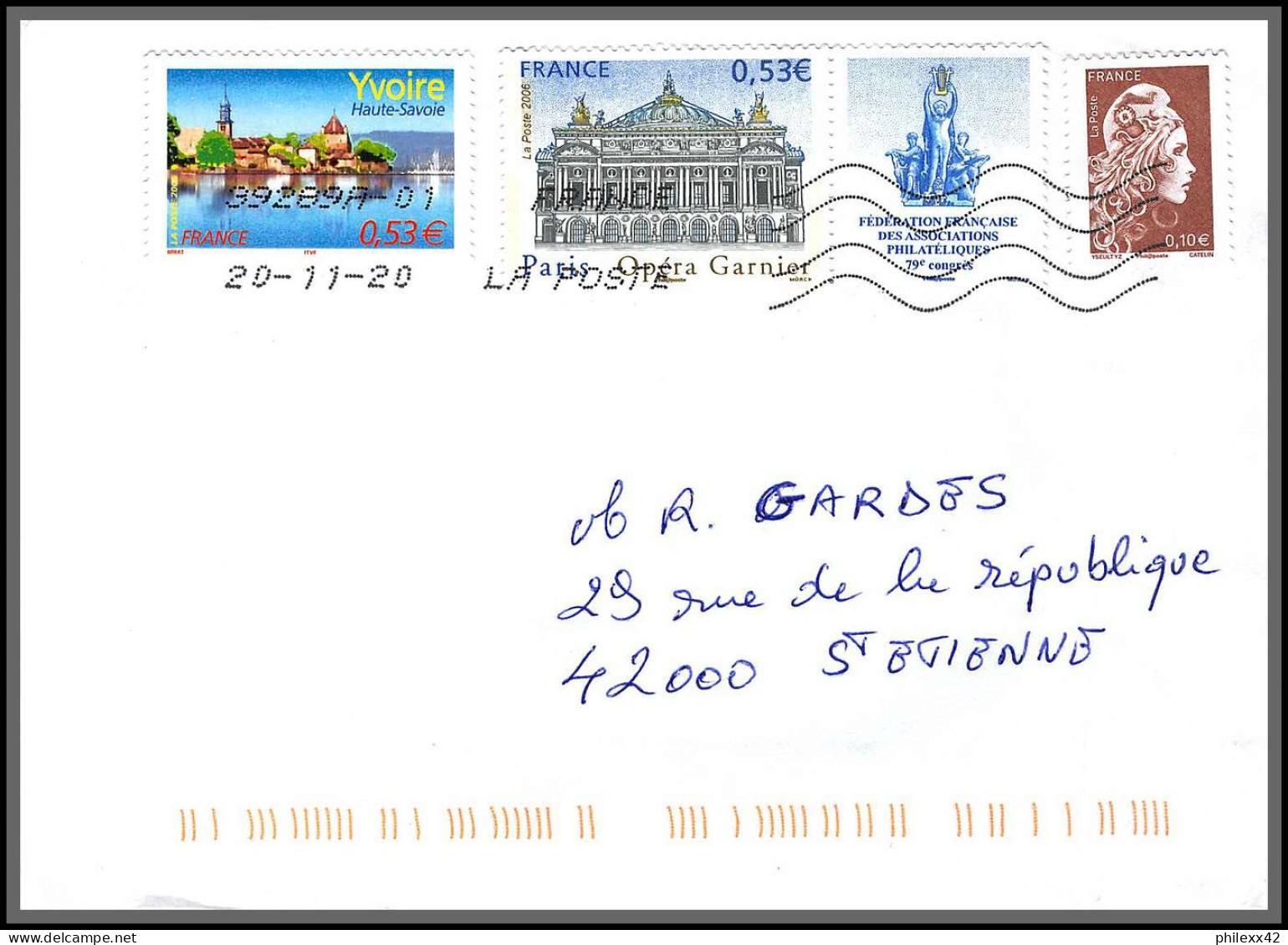 95840 Lys Lez Lannoy Pour St Etienne Loire 20/11/2020  Lettre Cover Période Du Second Confinement COVID  - Brieven En Documenten