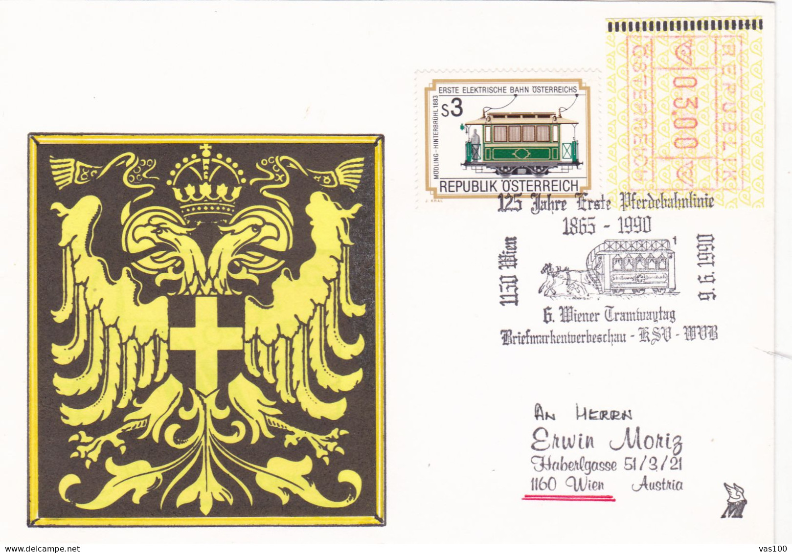 TRAMWAYS STAMPS  ON COVERS 1990  AUSTRIA - Tram