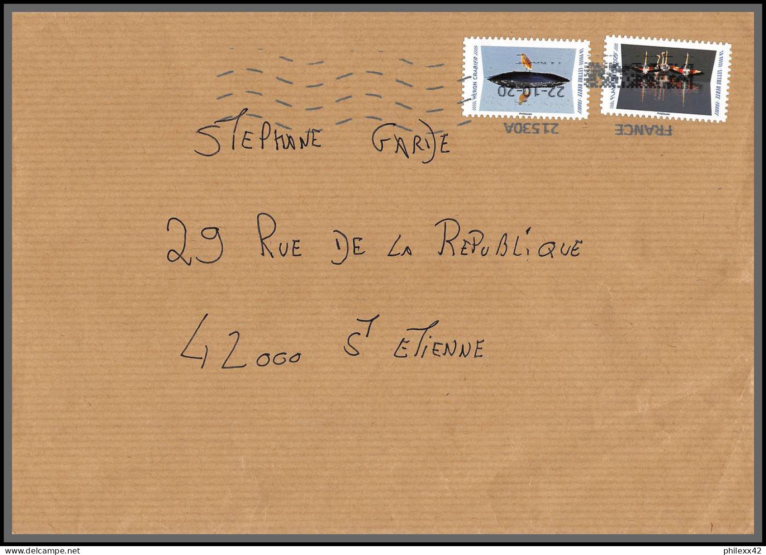 95884 - lot de 15 courriers lettres enveloppes de l'année 2020 divers affranchissements en EUROS