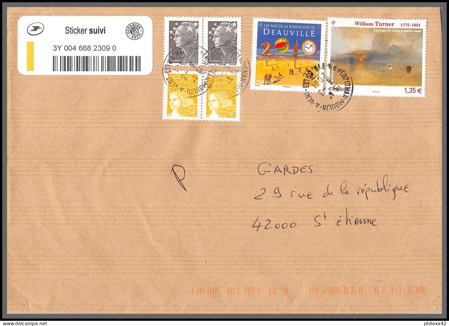 95883 - lot de 13 courriers lettres enveloppes de l'année 2020 divers affranchissements en EUROS