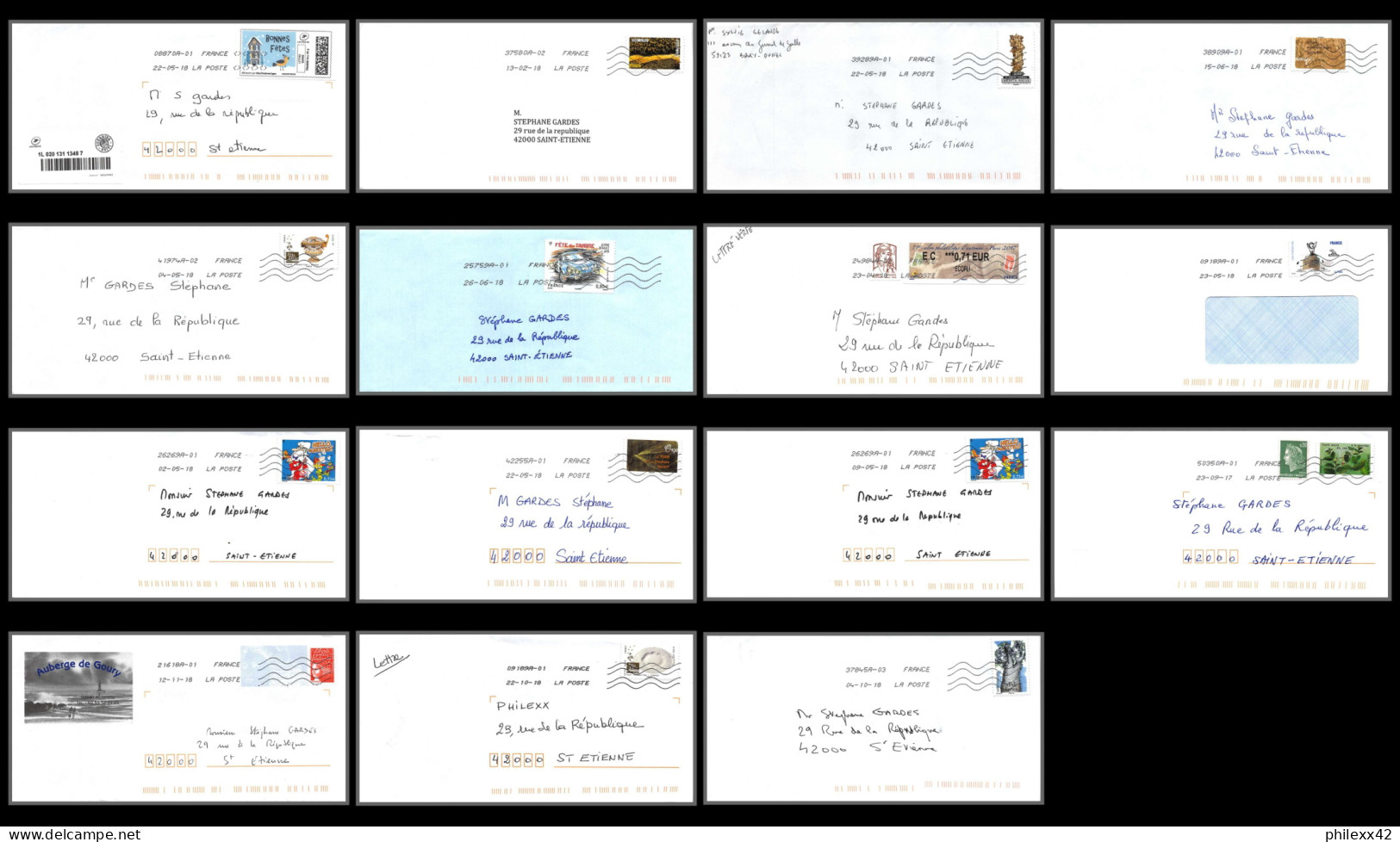 95892 - Lot De 15 Courriers Lettres Enveloppes De L'année 2018 Divers Affranchissements En EUROS - Covers & Documents