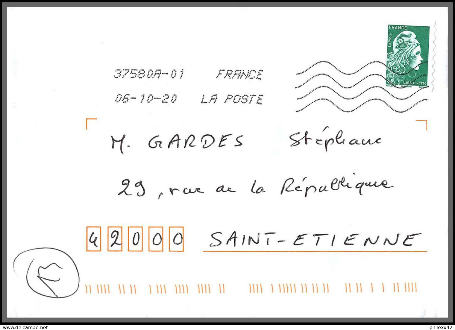 95887 - lot de 30 courriers lettres enveloppes de l'année 2020 divers affranchissements en EUROS