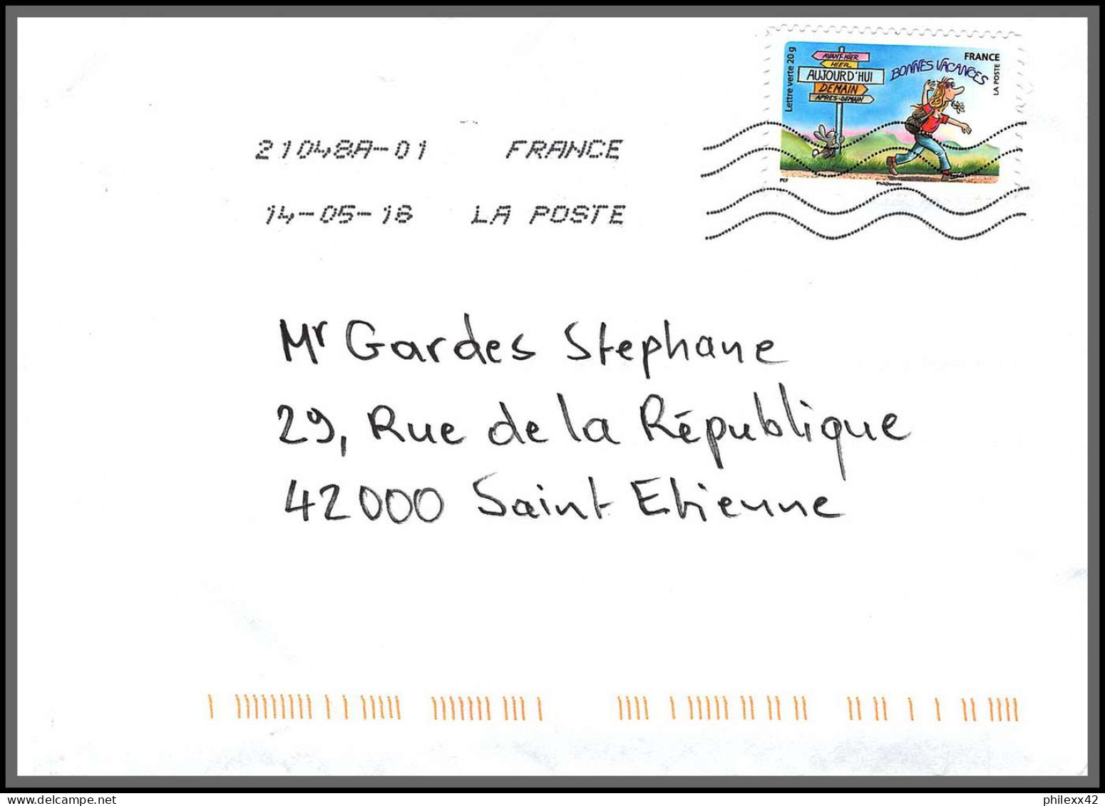 95903 - lot de 15 courriers lettres enveloppes de l'année 2018 divers affranchissements en EUROS