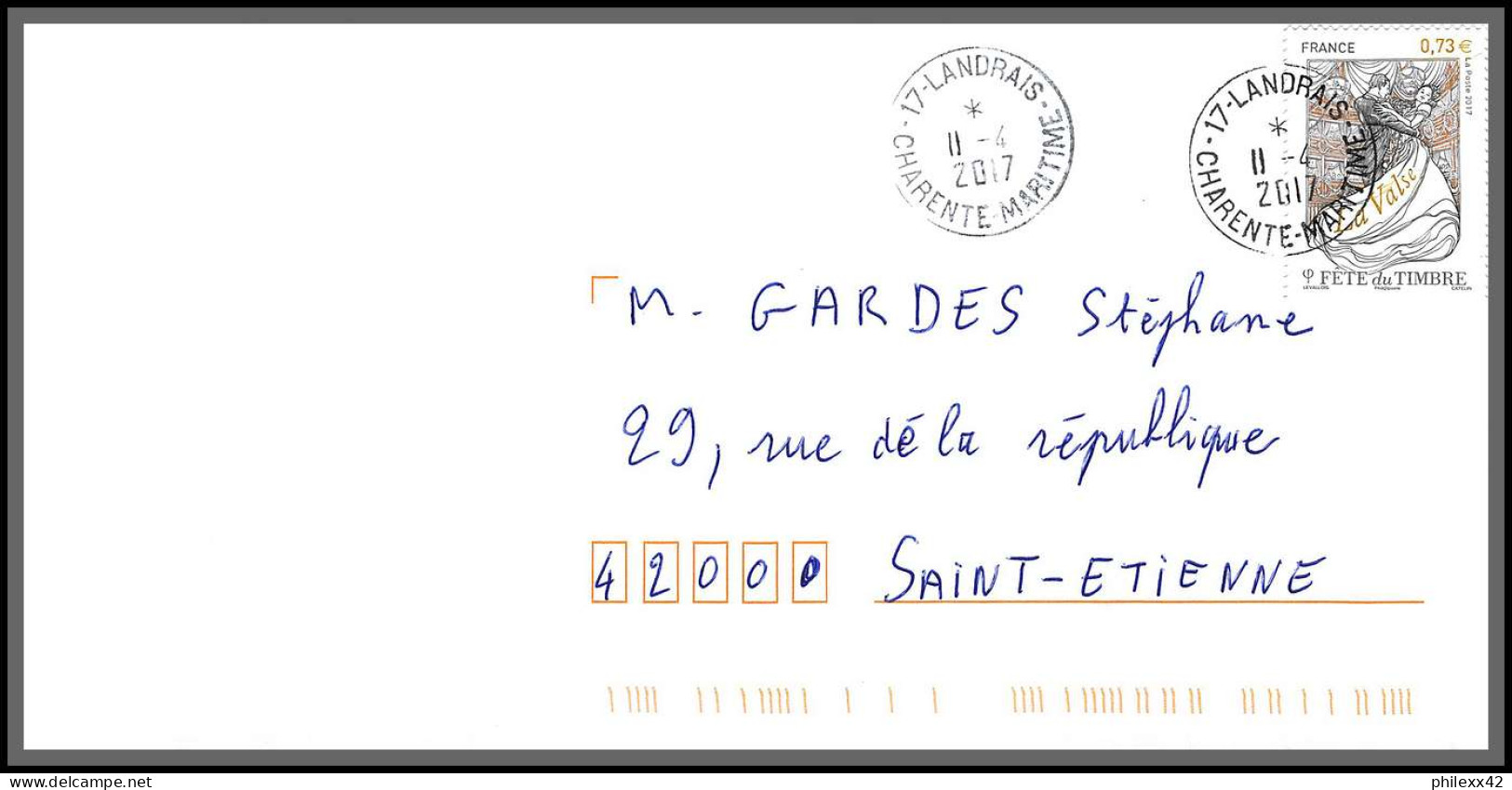 95928 - lot de 13 courriers lettres enveloppes de l'année 2017 divers affranchissements en EUROS